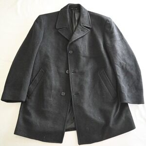 Vintage Blue Label Ralph Lauren Mens XL 48R‎ Charcoal Gray Soft Flannel Coat